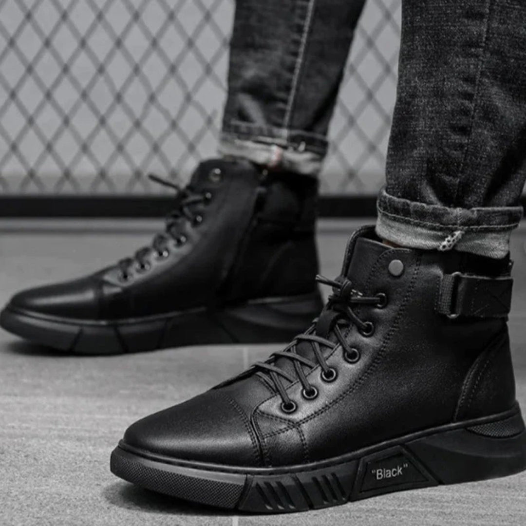 Men's Lace-Up High-Top Boots with Buckle Strap - photo 3