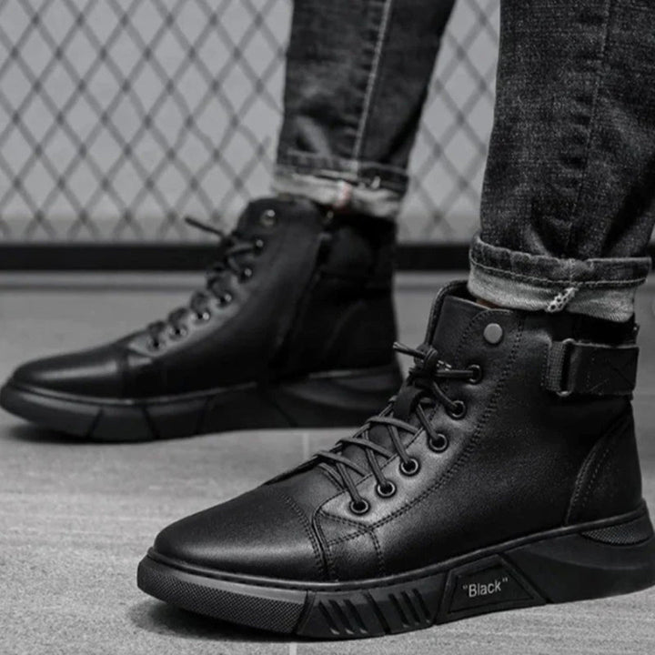 Men's Lace-Up High-Top Boots with Buckle Strap - photo 3