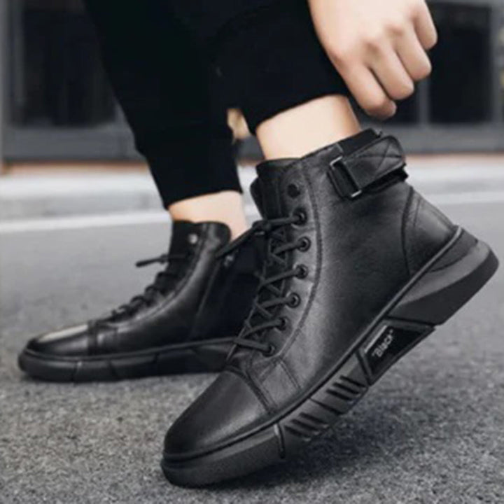 Men's Lace-Up High-Top Boots with Buckle Strap - photo 4