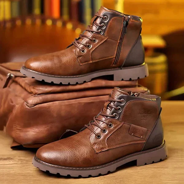 Men's Lace-Up Ankle Boots with Contrast Panel - photo 2