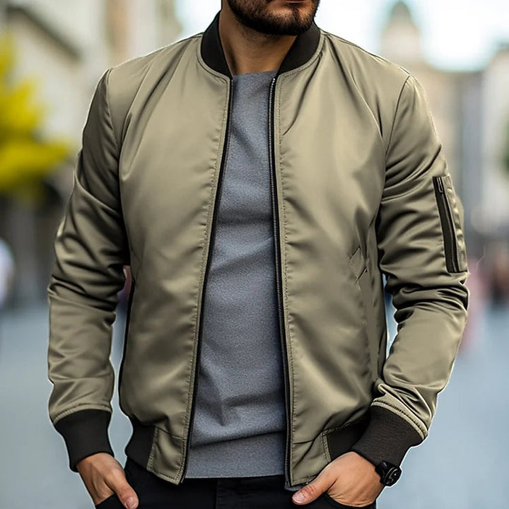 Men's Zip-Front Pocket Bomber Jacket with Collar - photo 1
