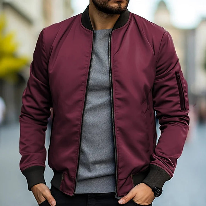 Men's Zip-Front Pocket Bomber Jacket with Collar - photo 5
