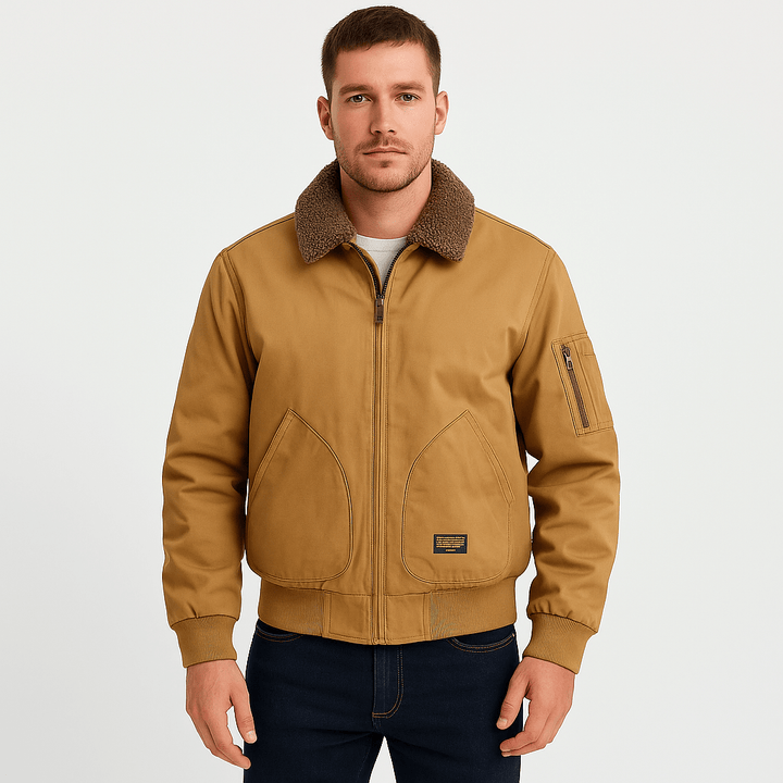 Men's Bomber Jacket with Zip Front and Side Pockets and Relaxed Fit