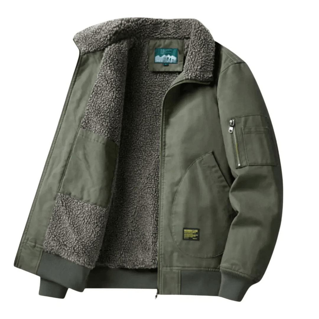 Men's Bomber Jacket with Zip Front and Side Pockets and Relaxed Fit