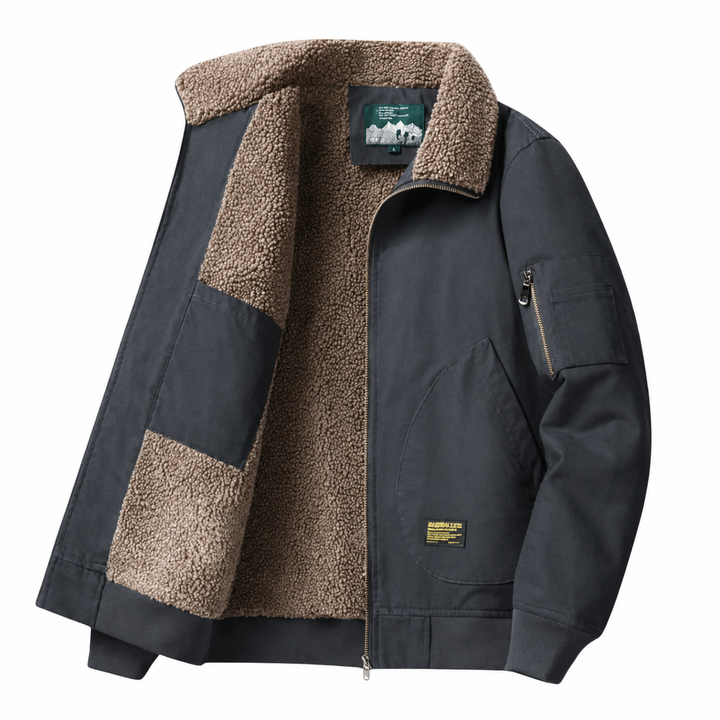 Men's Bomber Jacket with Zip Front and Side Pockets and Relaxed Fit