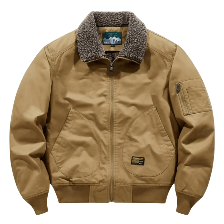 Men's Bomber Jacket with Zip Front and Side Pockets and Relaxed Fit
