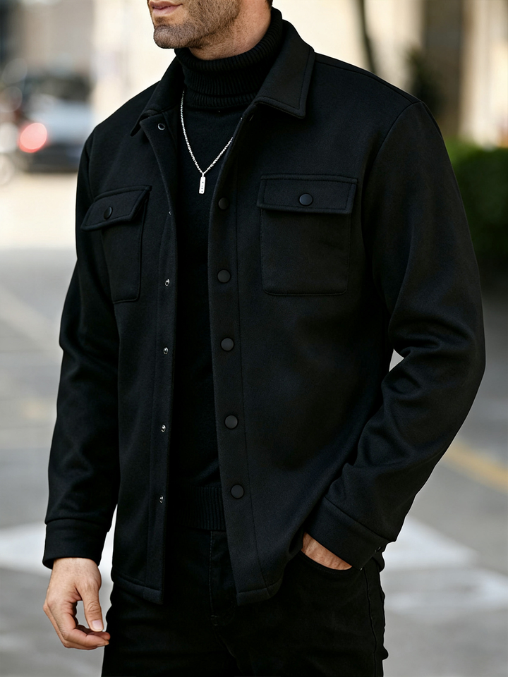 Men's Brushed Overshirt with Snap Front and Chest Pockets - photo 1