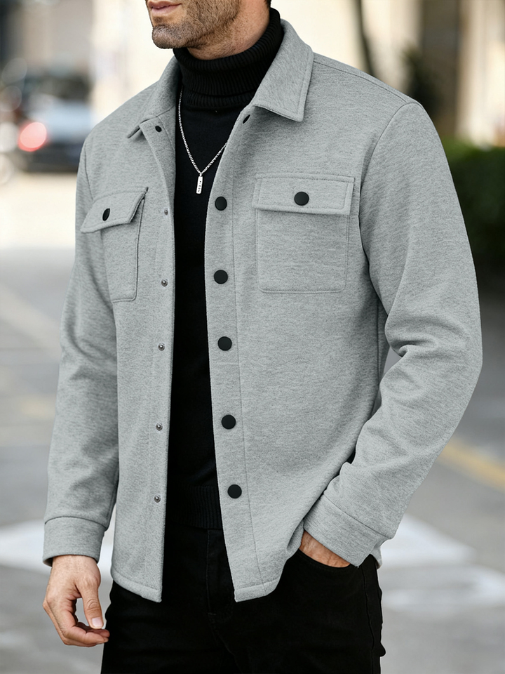 Men's Brushed Overshirt with Snap Front and Chest Pockets - photo 3