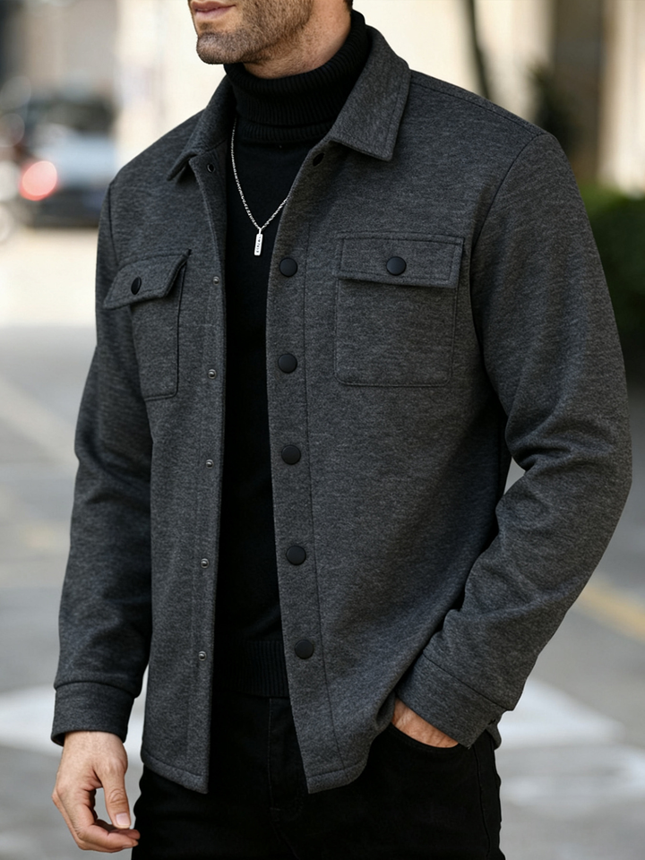 Men's Brushed Overshirt with Snap Front and Chest Pockets - photo 4