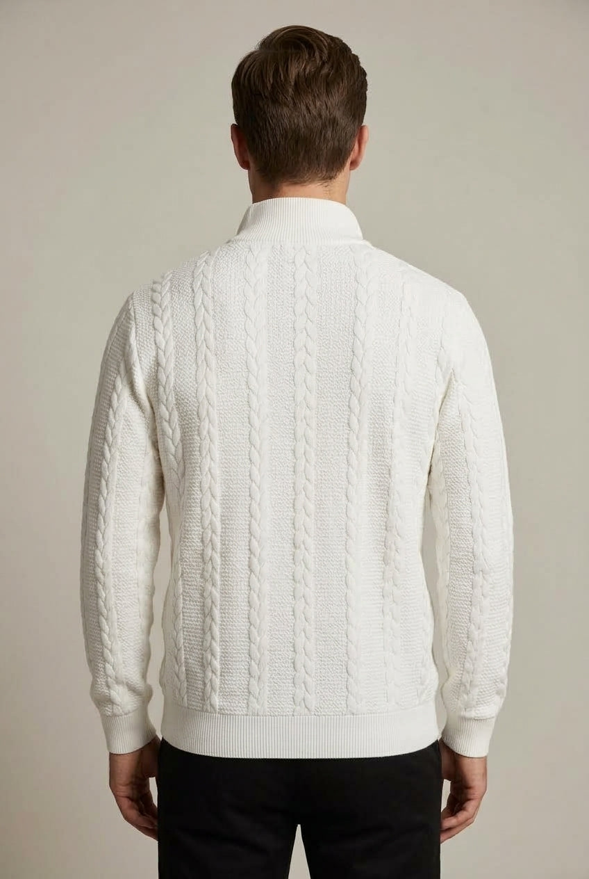 Men's Cable Knit Quarter Zip Sweater