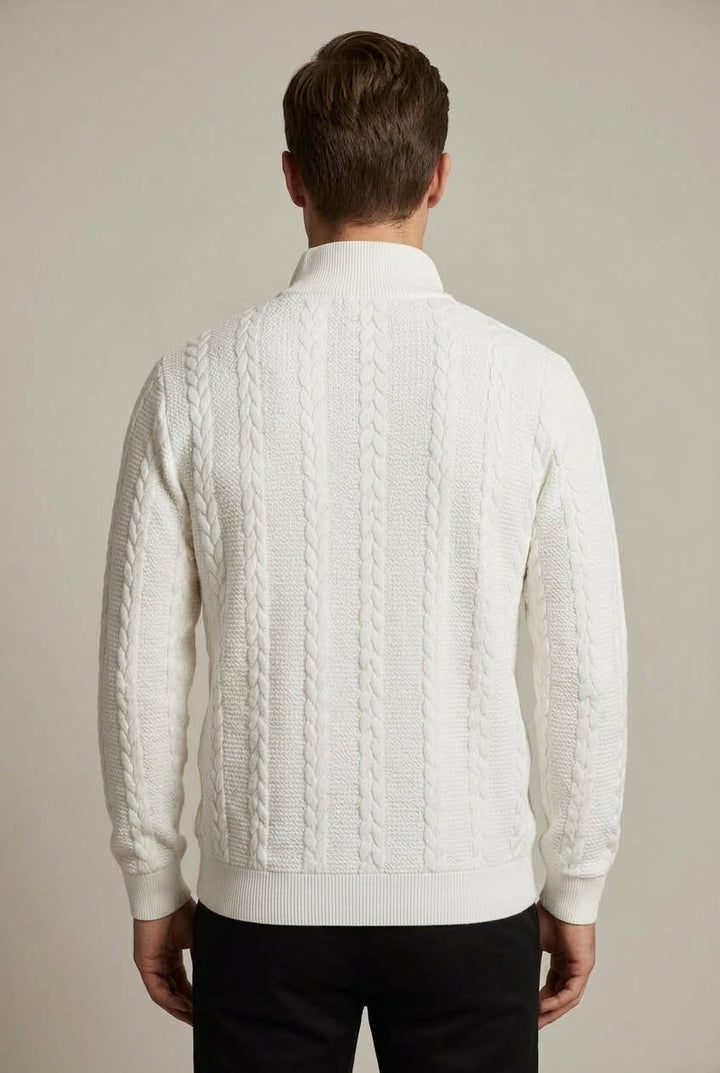 Men's Cable Knit Quarter Zip Sweater