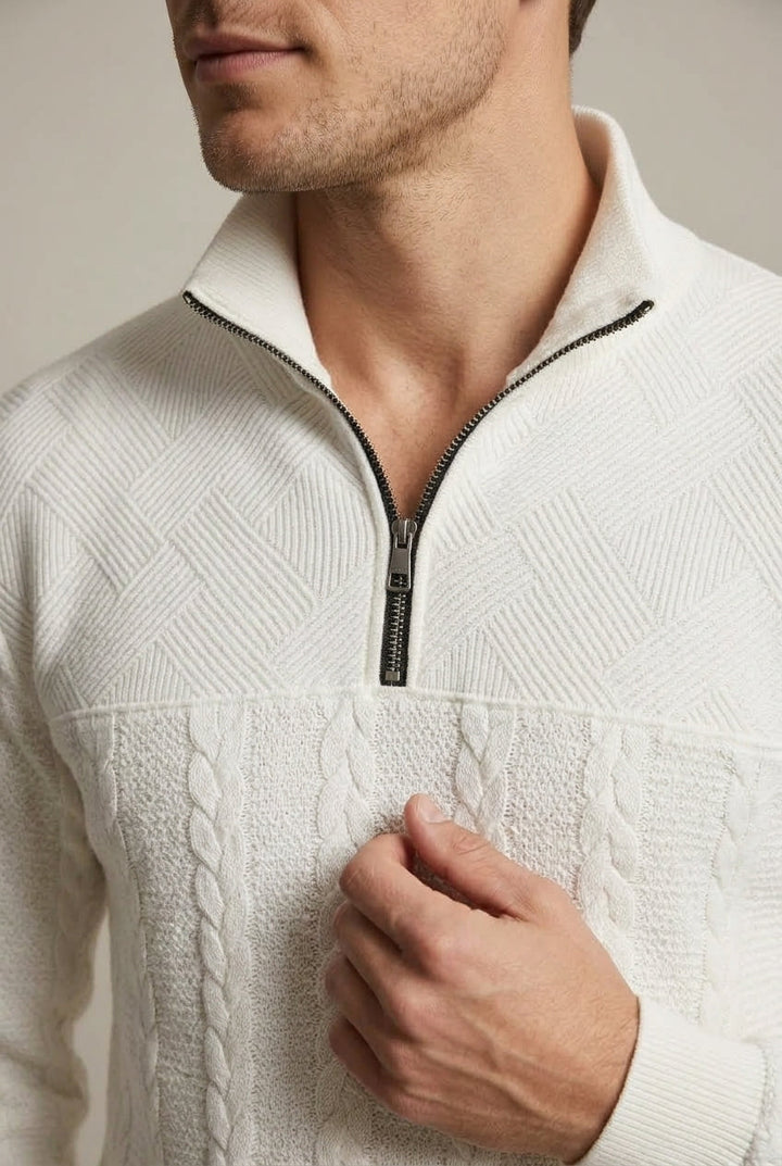 Men's Cable Knit Quarter Zip Sweater