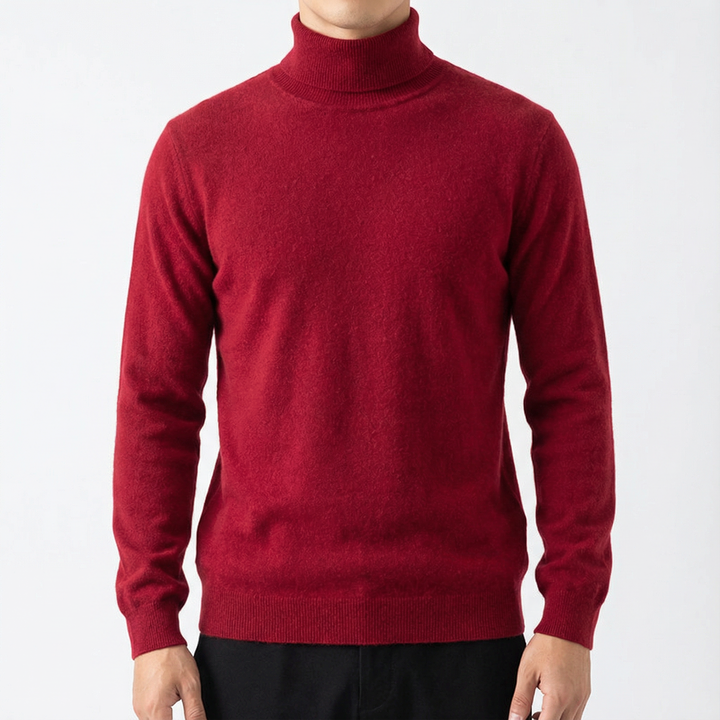 Men's Cashmere Sweater Turtleneck - Red
