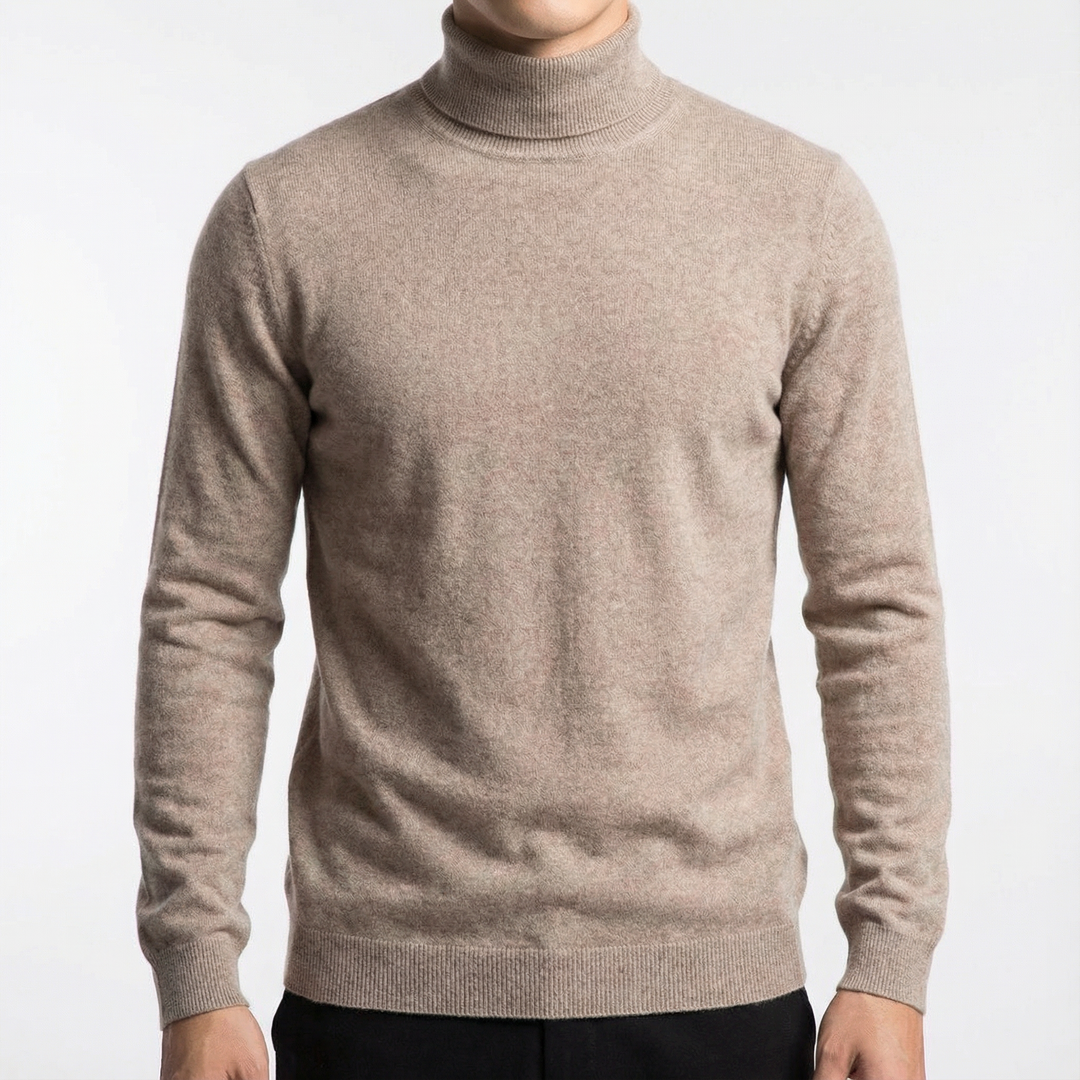 Men's Cashmere Sweater Turtleneck - Beige