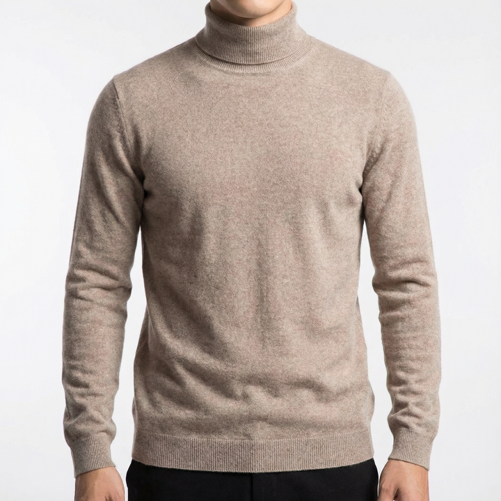 Men's Cashmere Sweater Turtleneck - Beige