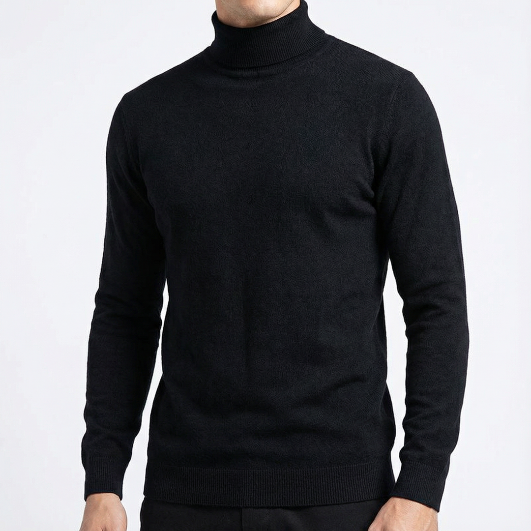 Men's Cashmere Sweater Turtleneck - Black