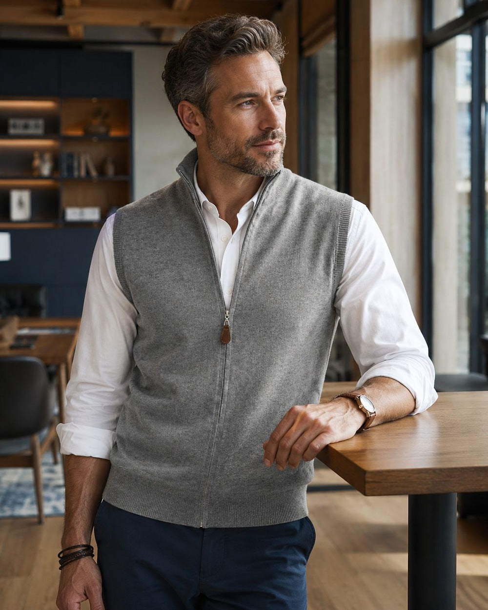 Gilet zippé en cachemire pour homme