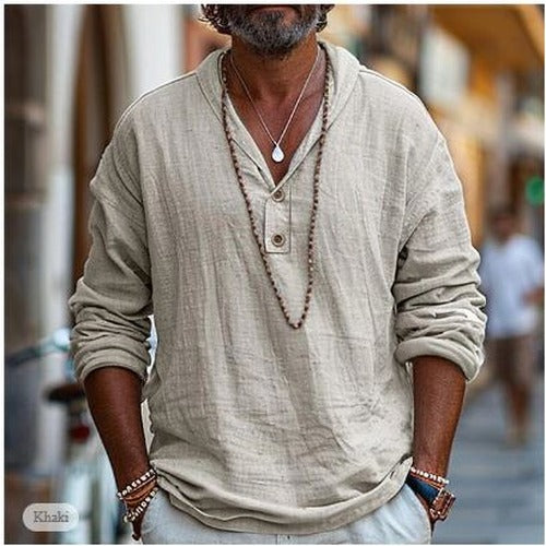 Men's Casual Henley Long Sleeve Shirt - photo 3