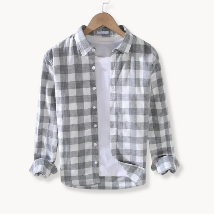 Craig - Men's Check Shirt with Point Collar and Chest Pocket