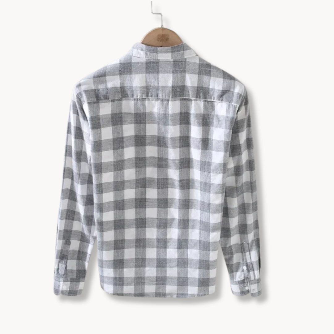 Craig - Men's Check Shirt with Point Collar and Chest Pocket