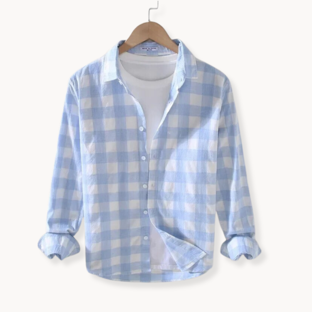 Craig - Men's Check Shirt with Point Collar and Chest Pocket