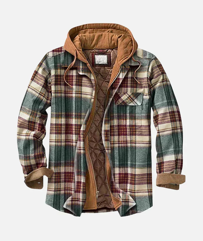 Men's Checked Hooded Shirt Jacket with Quilted Lining - photo 4