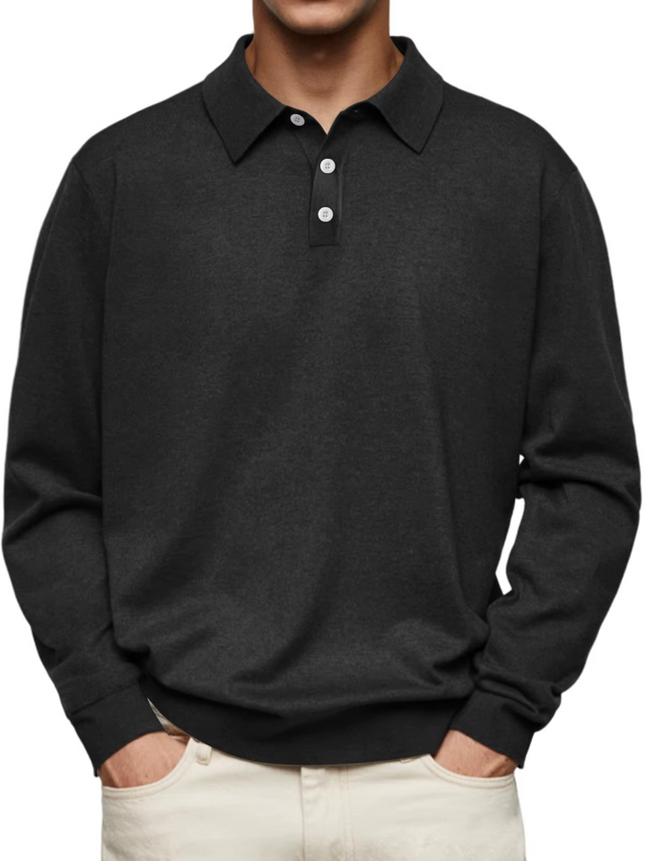 Men's Classic Long Sleeve Polo Shirt - Black