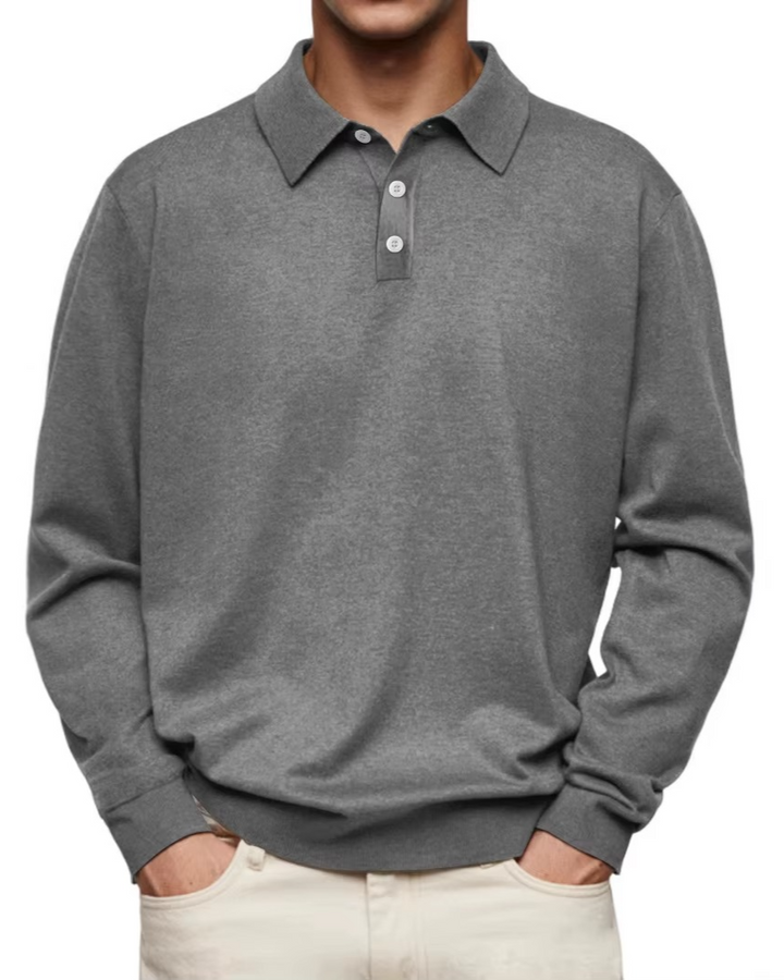 Men's Classic Long Sleeve Polo Shirt - Grey