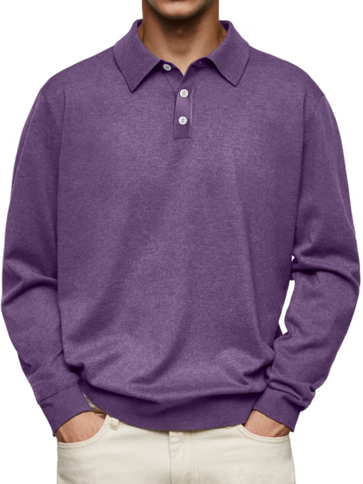 Men's Classic Long Sleeve Polo Shirt - Violet