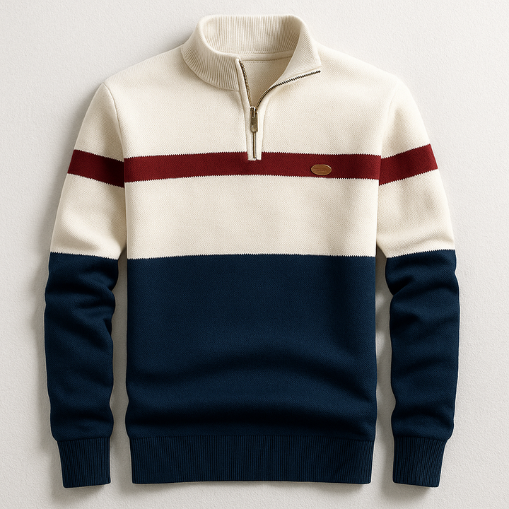 Men's Colour Block Quarter Zip Knit Sweater - photo 1
