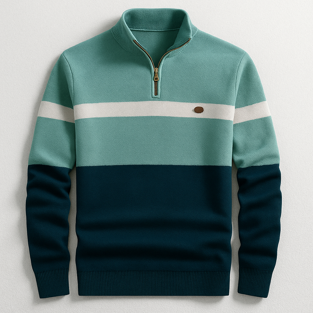 Men's Colour Block Quarter Zip Knit Sweater - photo 2