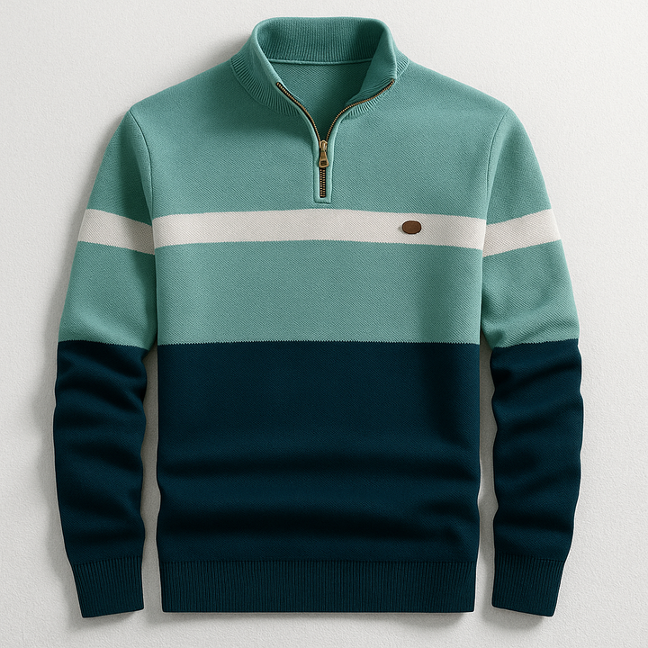Men's Colour Block Quarter Zip Knit Sweater - photo 2