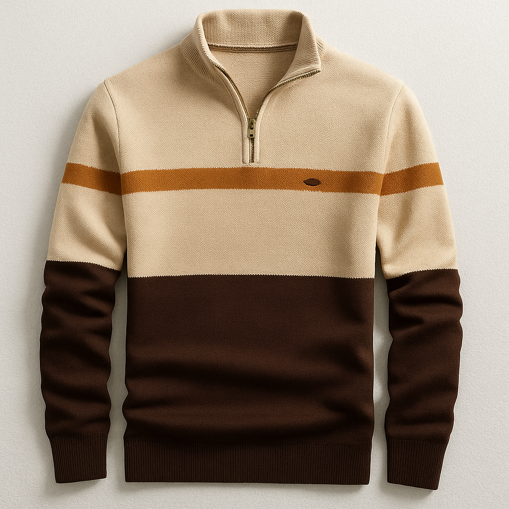 Men's Colour Block Quarter Zip Knit Sweater - photo 3