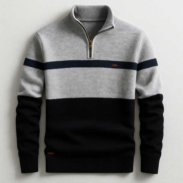 Men's Colour Block Quarter Zip Knit Sweater - photo 4