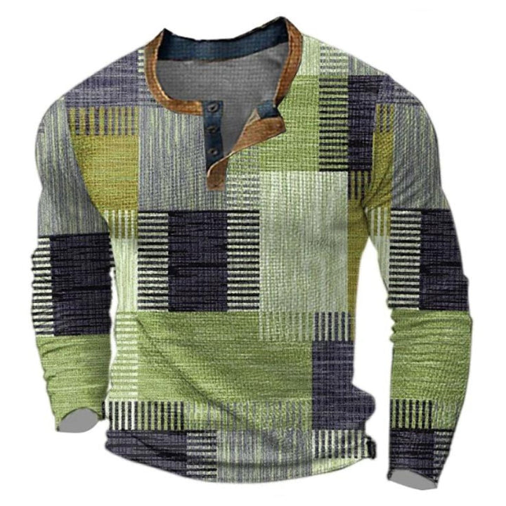 Nathan - Men's Colourblock Henley Jumper with Button Placket