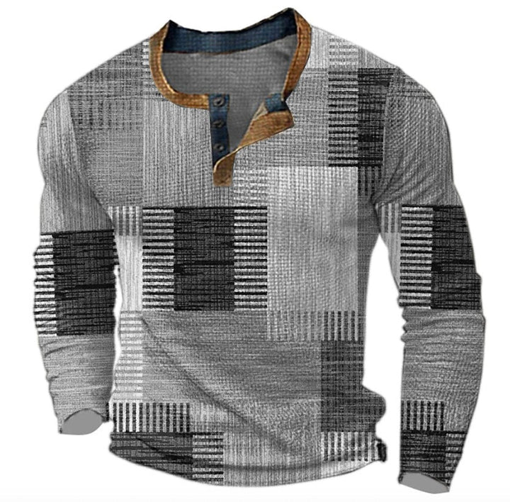 Nathan - Men's Colourblock Henley Jumper with Button Placket