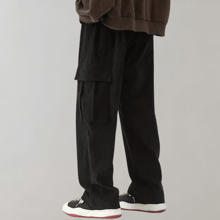 Alfie - Men's Corduroy Cargo Trousers with Drawstring Waist