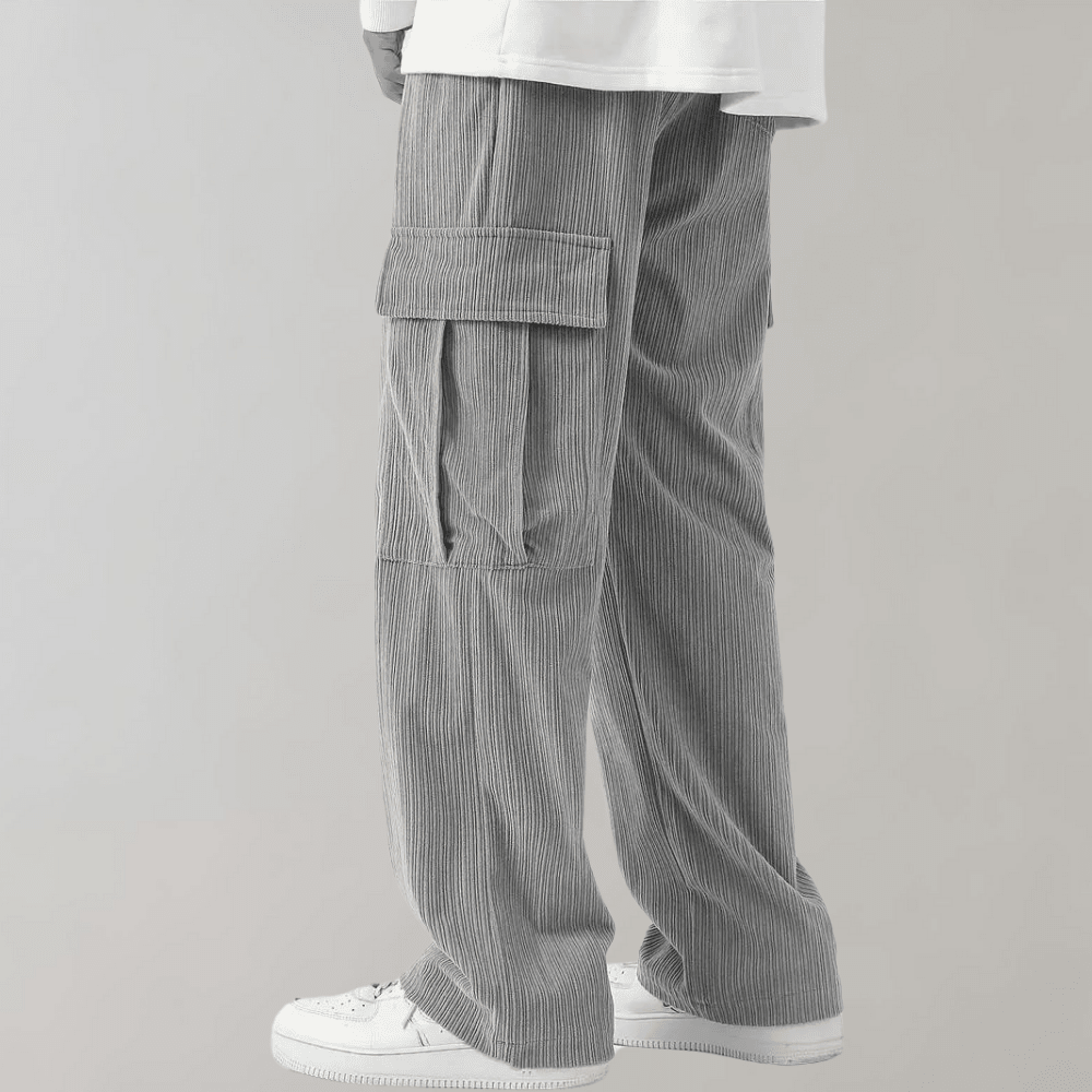 Alfie - Men's Corduroy Cargo Trousers with Drawstring Waist