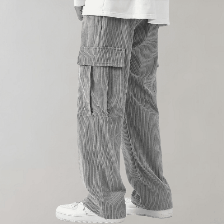 Alfie - Men's Corduroy Cargo Trousers with Drawstring Waist
