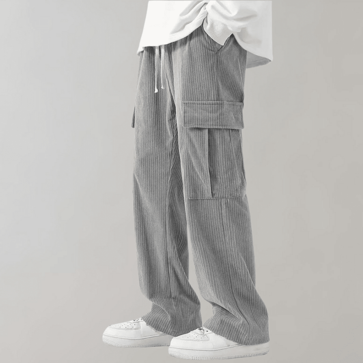 Alfie - Men's Corduroy Cargo Trousers with Drawstring Waist