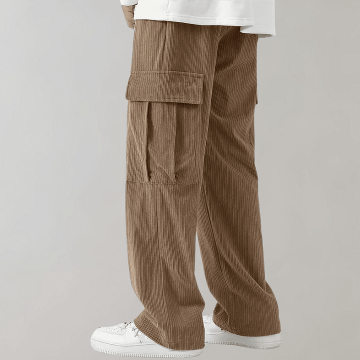 Alfie - Men's Corduroy Cargo Trousers with Drawstring Waist