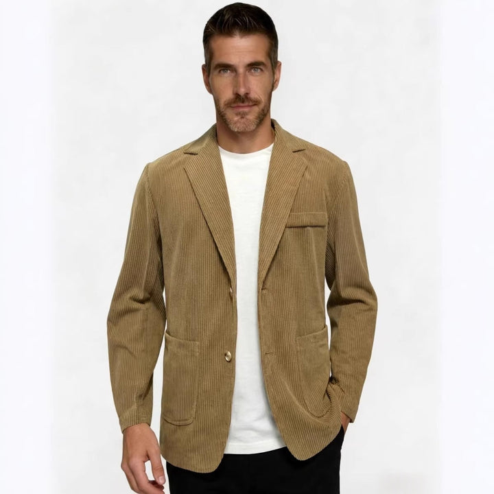 Men's Corduroy Single-Breasted Blazer with Notch Lapel
