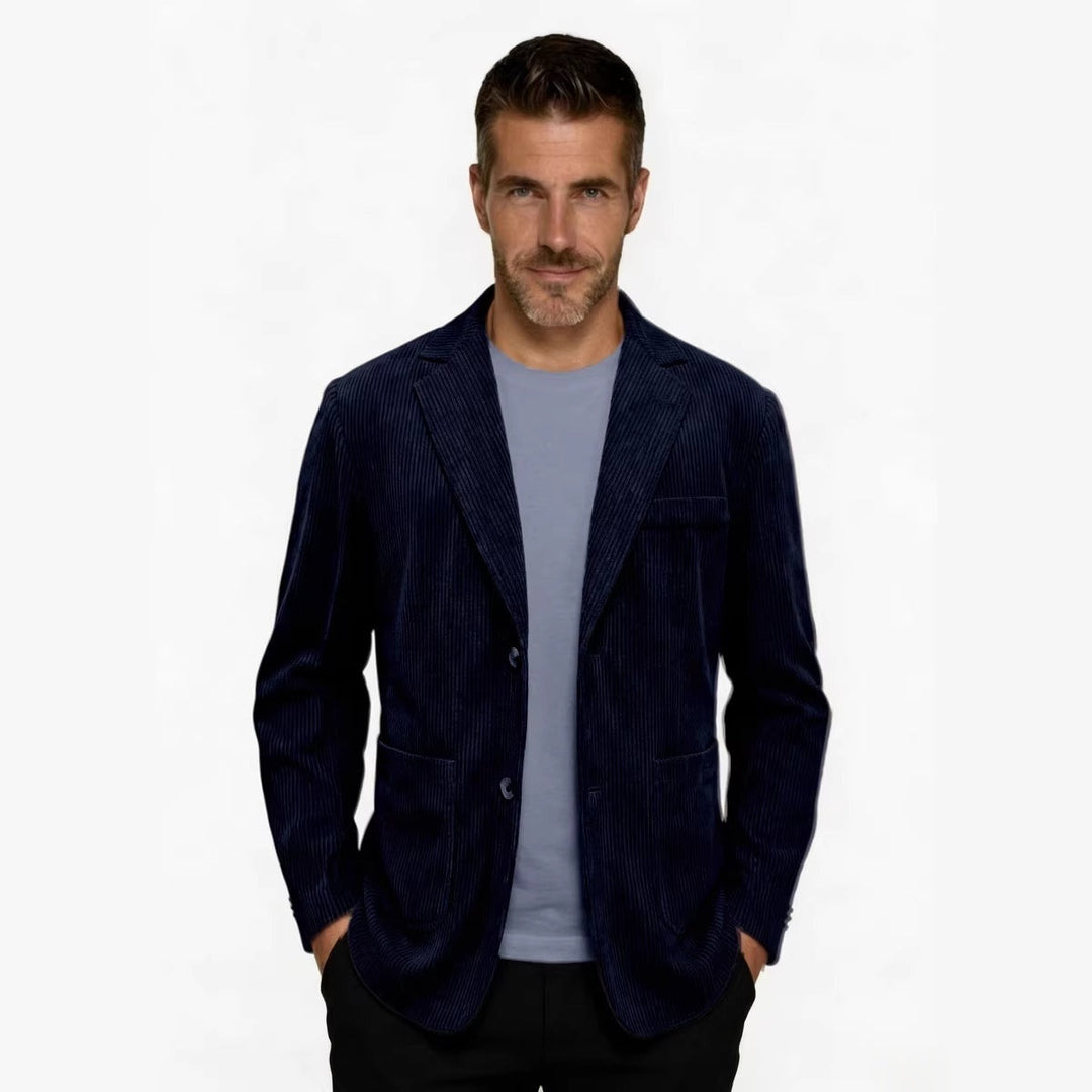 Men's Corduroy Single-Breasted Blazer with Notch Lapel