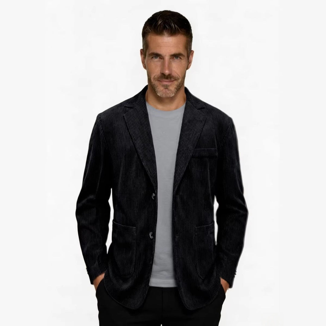 Men's Corduroy Single-Breasted Blazer with Notch Lapel