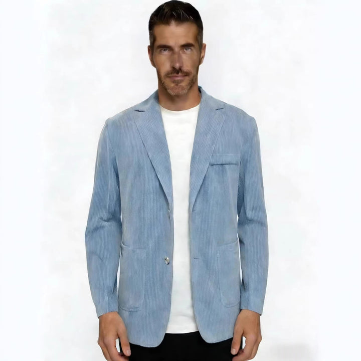 Men's Corduroy Single-Breasted Blazer with Notch Lapel