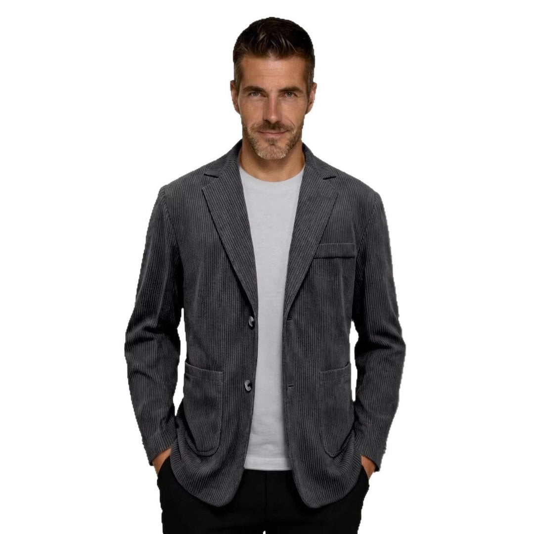 Men's Corduroy Single-Breasted Blazer with Notch Lapel