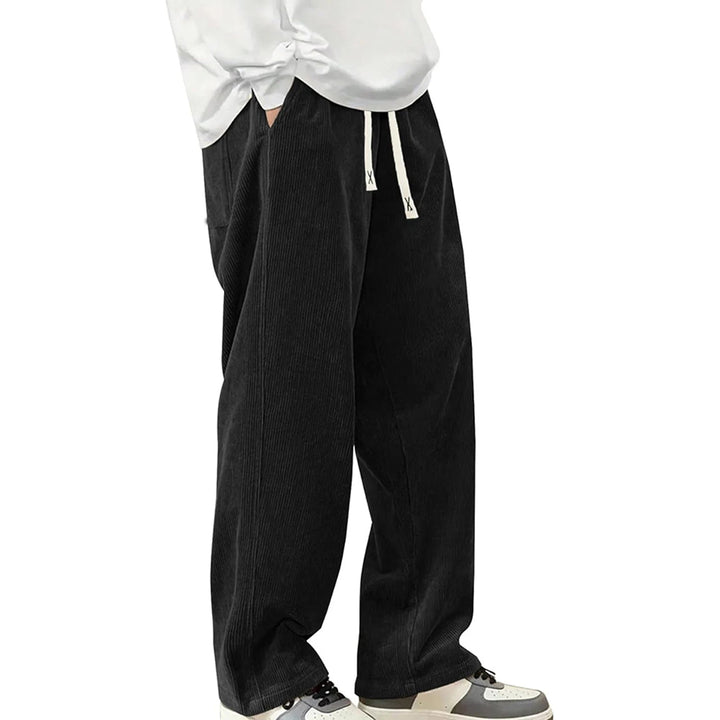Ewan - Men's Corduroy Wide Leg Joggers with Drawstring Waist
