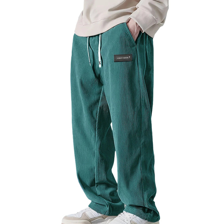 Ewan - Men's Corduroy Wide Leg Joggers with Drawstring Waist