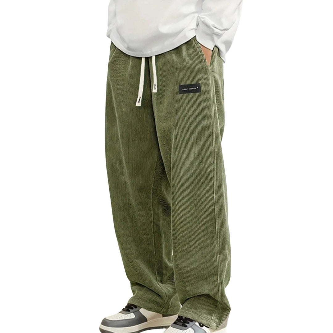Ewan - Men's Corduroy Wide Leg Joggers with Drawstring Waist