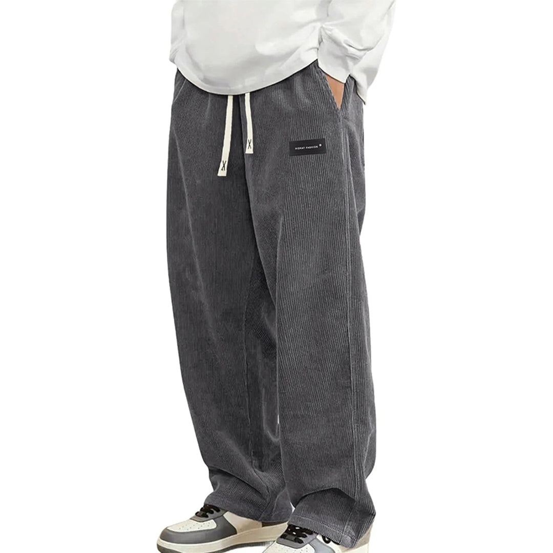 Ewan - Men's Corduroy Wide Leg Joggers with Drawstring Waist